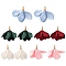 10Pcs 5 Colors Silk Flower Big Pendants, with Golden Iron Findings, Mixed Color, 55~60x35~46mm, Hole: 3mm, 2Pcs/color