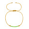 Handmade Glass Seed Beads Braided Bead Bracelets, Adjustable Fiber Cord Braided Bracelets for Women, Column, Goldenrod