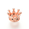 Brass Micro Pave Cubic Zirconia Beads, Cadmium Free & Lead Free, Crown, Rose Gold, 11x7mm, Hole: 6mm