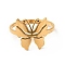Ion Plating(IP) 201 Stainless Steel Butterfly Thick Finger Ring for Women, Golden, Inner Diameter: 17~18mm