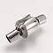 Tarnish Resistant 304 Stainless Steel European Clasps with Cord Ends, Column, Stainless Steel Color, 18x8x8mm, Hole: 3mm