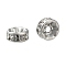 316 Surgical Stainless Steel Crystal Rhinestone Spacer Beads, Rondelle, Stainless Steel Color, 7x3mm, Hole: 1mm