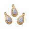 Natural Blue Lace Agate Teardrop Charms, with 304 Stainless Steel Settings, Real 14K Gold Plated, 11.5x6x4mm, Hole: 1.4~1.5mm