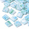 2-Hole Glass Seed Beads, Opaque Spray Painted, Rectangle, Pale Turquoise, 5x4.5~5x2~2.5mm, Hole: 0.5~0.8mm