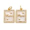 Mother's Day Brass Micro Pave Clear Cubic Zirconia Pendants, with Enamel and Jump Rings, Rectangle with Word Mama, Real 18K Gold Plated, 17.5x12x2mm, Hole: 4mm