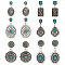 6 Pairs 6 Style Rhombus & Rectangle & Oval Synthetic Turquoise Dangle Stud Earrings, Alloy Jewelry for Women, Antique Silver, 40~52mm, Pin: 0.6mm, 1 Pair/style