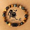 Twelve Constellations Natural Tiger Eye & Picture Jasper & Rhyolite Jasper Round & Column Beaded Stretch Bracelets for Women Men, with Gift Card, Leo, 2-3/8 inch(6cm)