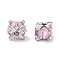 Brass Micro Pave Cubic Zirconia Beads, Cadmium Free & Nickel Free & Lead Free, Square, Pearl Pink, Platinum, 5.5x5.5x5mm, Hole: 1.2mm