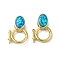Rack Plating Brass Twister Clasps, with Synthetic Opal, Cadmium Free & Lead Free, Long-Lasting Plated, Real 18K Gold Plated, Oval, 15x10.5x5.5mm, Hole: 5x2.5mm and 6mm