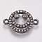 Brass Micro Pave Cubic Zirconia Links, Smiling Face, Clear, Gunmetal, 11.5x17x2mm, Hole: 1mm