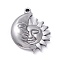 Non-Tarnish 304 Stainless Steel Pendants, Moon with Sun, Stainless Steel Color, 32x25.5x4mm, Hole: 2mm