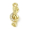 Brass Micro Pave Clear Cubic Zirconia Pendants, Cadmium Free & Nickel Free & Lead Free, Musical Note Charms, Long-Lasting Plated, Golden, 16.5x6x2.5mm, Hole: 1.5mm