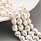 Natural Cultured Freshwater Pearl Beads Strands, Two Sides Polished, Grade 5A, Floral White, 8~9mm, Hole: 0.5mm, about 19pcs/strand, 6.89''(17.5cm)