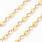 Handmade Brass Flat Sequin Chains, Soldered, with Spool, Real 18K Gold Plated, 3.8x2.5x0.3mm and 5x1mm, about 16.4 Feet(5m)/roll