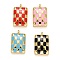 Rack Plating Brass Enamel Pendants, Long-Lasting Plated, Real 18K Gold Plated, Lead Free & Cadmium Free, Rectangle, Mixed Color, 17x10x3.5mm, Hole: 1.6mm