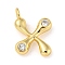 Rack Plating Brass Micro Pave Cubic Zirconia Pendants, Cadmium Free & Lead Free, Long-Lasting Plated, Real 18K Gold Plated, Letter X, 20x15x5mm, Hole: 3mm
