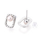 Серьги-гвоздики из натурального жемчуга из латуни PEAR-N020-05U-4