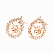 Серьги из латуни с микропейвом и прозрачным фианитом KK-T062-214G-NF
