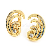 Серьга-гвоздик из латуни с микропаве и кубическим цирконием EJEW-P240-16G