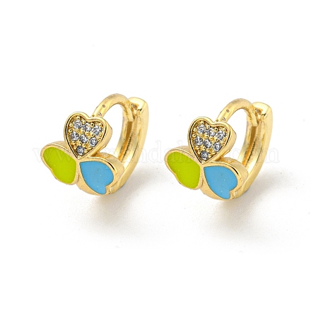 Серьги-кольца из латуни с микропаве из кубического циркония EJEW-C088-16G-01-1