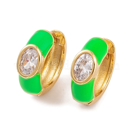 Серьги из латуни с эмалью кубического циркония EJEW-S219-14G-01-1