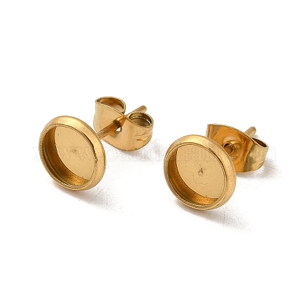 Плоские круглые серьги-гвоздики из нержавеющей стали 304 STAS-I323-14mm-G02-1