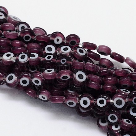 Ручной сглаза Lampwork плоские круглые пряди шарик LAMP-L058-12mm-03-1