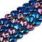 Electroplate Glass Beads Strands, Half Plated, Heart, Blue Plated, 9~10x10x5.5mm, Hole: 0.8mm, about 70~71pcs/strand, 25.20 inch~ 26.38 inch(64~67cm)