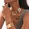 Alloy Pendant Necklaces & Stud Dangle Earrings & Cuff Bangles Sets, Golden, 392mm