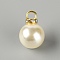 Resin Imitation Pearl Pendants, with Zinc Alloy Loop and Rhinestone
, Round, Cornsilk, 23.5x16mm