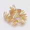 Brass Bead Caps, Nickel Free, Real 18K Gold Plated, 9x8mm, Hole: 1mm