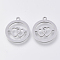 Non-Tarnish 201 Stainless Steel Pendants, Laser Cut Pendants, Flat Round with Heart, Stainless Steel Color, 17.5x15.5x1mm, Hole: 1.4mm