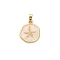 Brass Enamel Pendants, Cadmium Free & Nickel Free & Lead Free, Flat Round with Starfish Charms, Real 18K Gold Plated, Linen, 17.5x15x2.5mm, Hole: 5x2.5mm