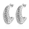 Non-Tarnish 304 Stainless Steel Stud Earrings, Crescent Moon, Stainless Steel Color, 23x8mm