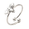 Non-Tarnish 304 Stainless Steel Open Cuff Ring, Bee, Stainless Steel Color, US Size 6(16.5mm)
