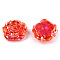 Transparent ABS Plastic Cabochons, AB Color Plated, Rose, Red, 24x23.5x9mm