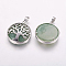 Natural Green Aventurine Pendants, with Brass Findings, Platinum, Flat Round with Tree of Life, 31x27x6.5~7mm, Hole: 5x8mm