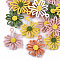 Spray Painted Alloy Pendants, Flower/Daisy, Mixed Color, 23.5x19.5x4.5mm, Hole: 1.8mm