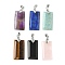 Natural Mixed Stone Faceted Pendants, Rectangle Charms with Platinum Tone Brass Pinch Bails, Mixed Dyed and Undyed, 25x13x4mm, Hole: 5x4mm