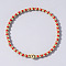 Korean Style Glass Seed & Brass Round Beaded Stretch Bracelets for Women, Red, Inner Diameter: 6-1/2 inch(16.5cm)