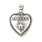 Brass Pendants, Heart, Long-Lasting Plated, Cadmium Free & Lead Free, Rack Plating, Platinum, Star, 14.5x12.5x3.5mm, Hole: 4.5mm