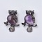 Gemstone Pendant, with Alloy Findings and Rhinestone, Owl, 50x35x7.5~9mm, Hole: 5x8mm