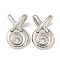Brass Pendants, with Glass, Flat Round Charm, Real Platinum Plated, 22x14x9mm, Hole: 7.5x4.5mm