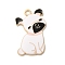 Alloy Enamel Pendants, Golden, Dog Charm, White, 34x24x2mm, Hole: 3mm