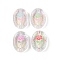 Transparent Acrylic Printed Beads, Oval with Flower, Mixed Color, 24x17.5x7mm, Hole: 2.5mm