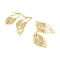 Brass Open Cuff Rings, Cadmium Free & Lead Free, Hollow Leaf, Real 18K Gold Plated, Inner Diameter: 18mm