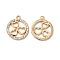 Rack Plating Alloy Crystal Rhinestone Pendants, Ring with Heart Charms, Golden, 22.5x19x2mm, Hole: 2mm