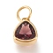 PVD Vacuum Plating 304 Stainless Steel Cubic Zirconia Pendant, Triangle, Golden, Sienna, 12.5x9.5x5mm, Hole: 5mm