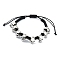 Halloween Theme Adjustable Nylon Cord Braided Beads Bracelets, Alloy Skull Charm Bracelets for Men Women, Black, Inner Diameter: 2~3-1/8 inch(5~7.8cm)