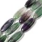 Natural Fluorite Beads Strands, Flat Oval, 30x13x5.5mm, Hole: 1mm, about 13pcs/strand, 15.35''(39cm)